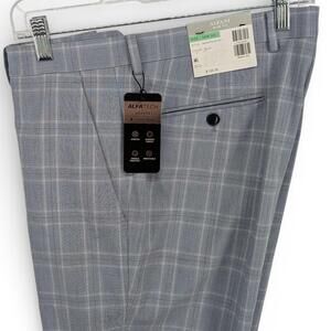 Alfani Men's Slim Fit Stretch Travel Ready Suit Dress Pants Plaid Blue 34 x 32